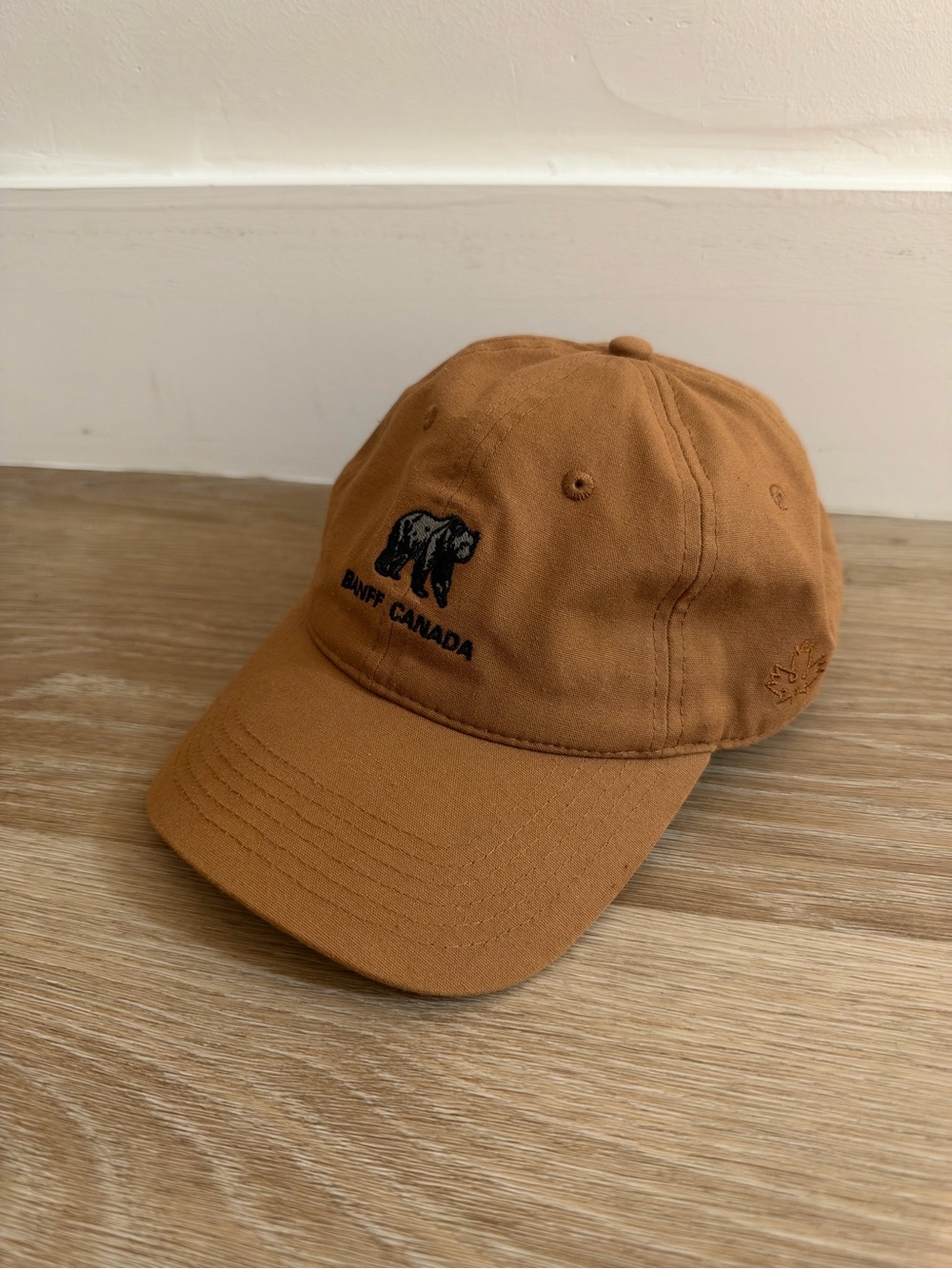 Banff Canada Bear Embroidered Hat Brown Adjustable Cotton Cap